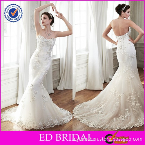 2015 High End Sweetheart Irish Lace Backless Mermaid Wedding Dresses